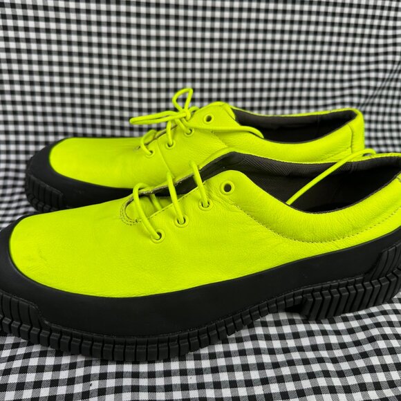 Camper Pix Chunky Neon Yellow Leather Oxford Shoe Men's EU 44 / US 10.5 - Picture 3 of 7